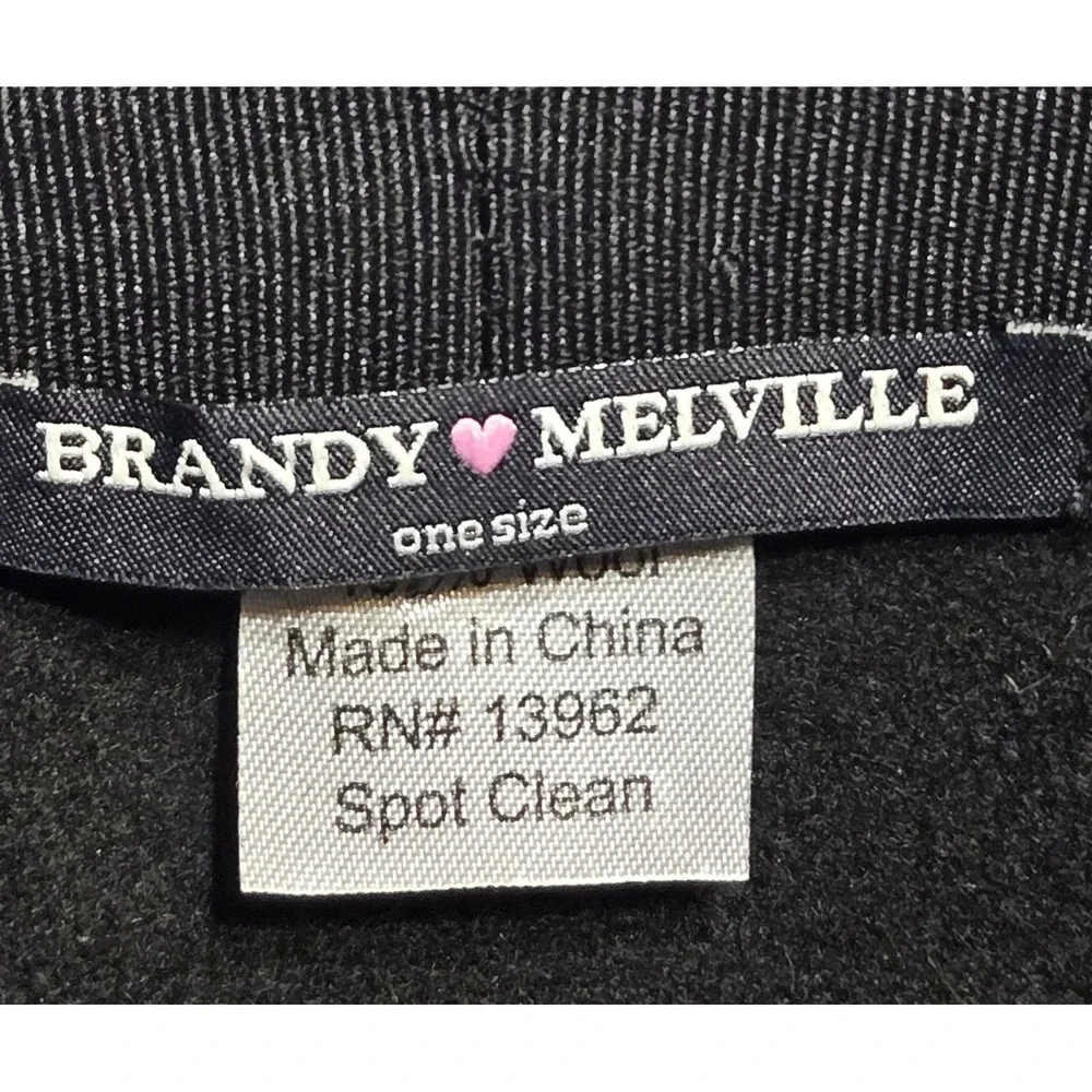 Brandy Melville Black Floppy Felt Wool Hat Ribbon Minimalist Vtg Soft Quiet Luxe